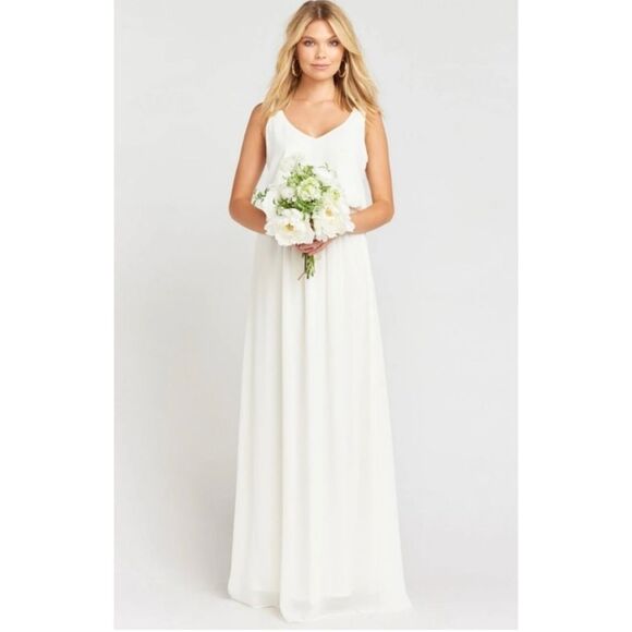 Show Me Your Mumu Kendall Maxi Dress Wedding cake Chiffon White NWT Small - Picture 1 of 8